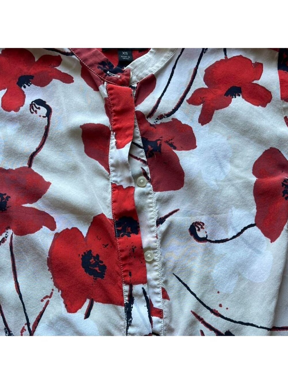 J.Crew 100% Silk Poppy Blouse Size Small Button-up 3/4 Sleeves Spring Soft Girl - Picture 2 of 7
